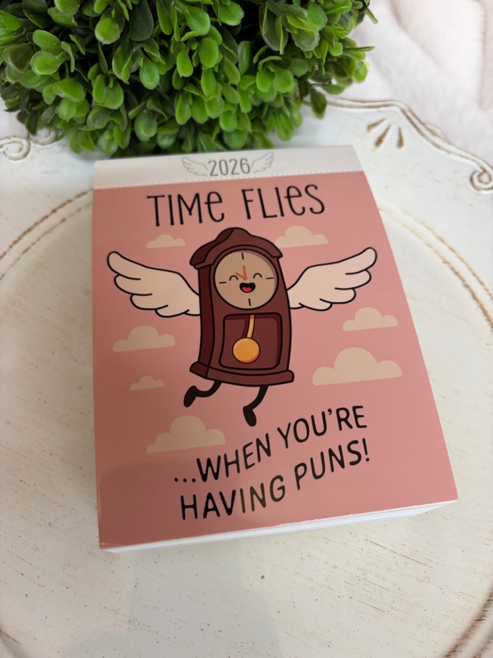 2026 Time Flies Desk Calendar - Pink